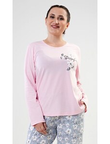 Vienetta Dámské pyžamo dlouhé Valerie - světle růžová