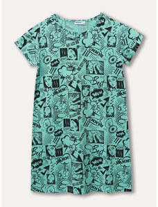 Winkiki Kids Wear Dívčí noční košile Comics - tyrkysová Barva: Tyrkysová, Velikost: 128
