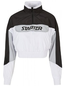 Ladies Starter Colorblock Pull Over Jacket - black/white