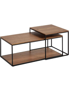 Set dvou ořechových konferenčních stolků Kave Home Yoana 100x50/ 50x55 cm