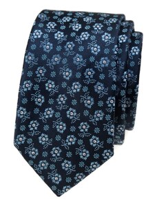 Úzká bavlněná kravata Avantgard - modrá s květy 571-22282-0