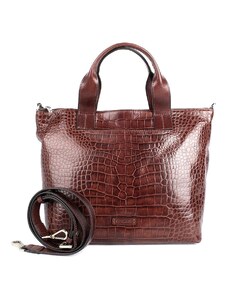 Velká luxusní hnědá kožená kabelka shopperbag do ruky Gianni Conti 14