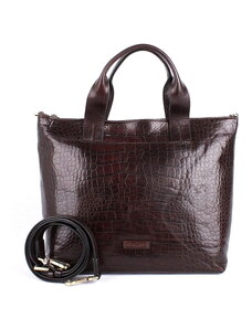 Luxusní velká kožená shopperbag kabelka do ruky Gianni Conti 14 tmavěhnědá