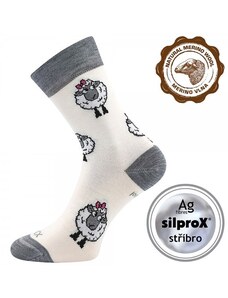 VLNĚNKA teplé veselé merino ponožky VoXX bílá 35-38