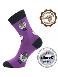 VLNĚNKA teplé veselé merino ponožky VoXX fialová 39-42