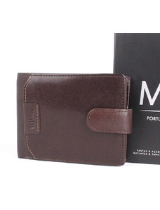 Luxusní hladká kožená peněženka Marta Ponti no. B640R + RFID tmavěhnědá