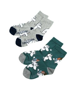 NordicBuddies Finsko Dětské ponožky Moomin grey green 2-pack 37-39