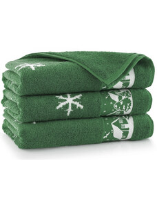 Egyptská bavlna ručníky a osuška Zimní chaloupka - zelená