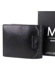 Menší luxusní hladká kožená peněženka Marta Ponti no. B636R + RFID černá