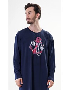 Gazzaz Pánská noční košile s dlouhým rukávem Kotva - tmavě modrá