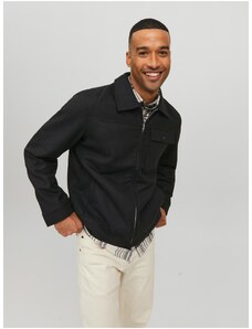 Černá pánská košilová bunda s příměsí vlny Jack & Jones Johnson - Pánské