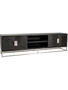 Černo stříbrný dubový TV stolek Richmond Blackbone 220 x 42,5 cm