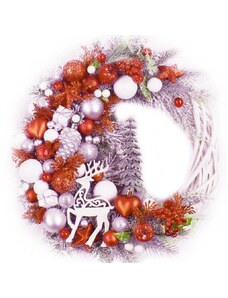 Vánoční věnec o průměru 35cm, červeno-bílá