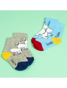 NordicBuddies Finsko Dětské ponožky Moomin baby blue 2-pack