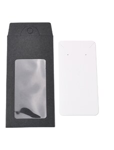 Papírová karta pro vystavení šperků včetně obalu s okénkem, černá, 15,4x6,7 cm