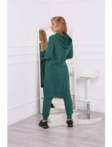 K-Fashion Mikinová souprava s delší stranou tmavě zelená