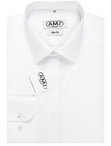 Společenská košile AMJ Slim fit se skládaným límečkem - bílá JDASL