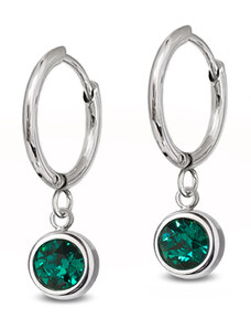 Jewellis ČR Jewellis ocelové náušnice kruhy Chaton Deluxe s krystaly Swarovski - Emerald