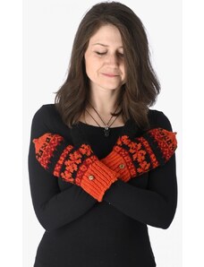 Nepál Vlněné převlékací rukavice černo-červené s norským vzorem