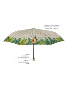 Perletti Dámský skládací manuální ekologický deštník Banánové listy