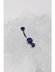 Industrial Strength Titanový piercing do pupíku s vnitřním závitem a zirkonem Gemini Sapphire Blue