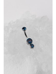 Industrial Strength Titanový piercing do pupíku s vnitřním závitem a zirkonem Gemini London Blue