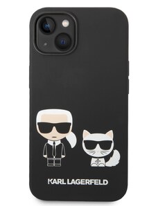 Ochranný kryt pro iPhone 14 PLUS - Karl Lagerfeld, Liquid Silicone Karl and Choupette Black