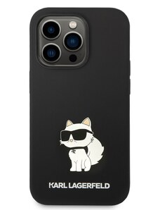 Ochranný kryt pro iPhone 14 Pro - Karl Lagerfeld, Liquid Silicone Choupette NFT Black