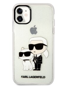 Ochranný kryt pro iPhone 11 - Karl Lagerfeld, IML Glitter Karl and Choupette Transparent