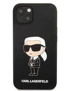 Ochranný kryt pro iPhone 13 - Karl Lagerfeld, Liquid Silicone Ikonik NFT Black