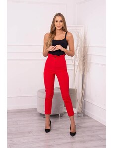 MladaModa 7/8 kalhoty s nařasením v pase model 9371 červené