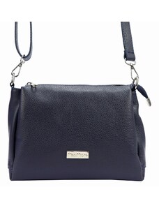 Kožená crossbody kabelka MiaMore 01-002 tmavě modrá