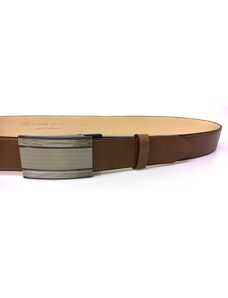 Penny Belts - Jaroměř Společenský hnědý kožený opasek s plnou sponou - Penny Belts 110 cm