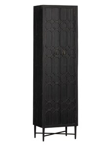 Hoorns Černá borovicová šatní skříň Morten 210 x 60 cm