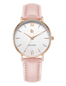 Zlaté dámské hodinky Paul Rich s páskem z pravé kůže Venice - Pink Leather