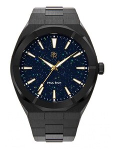 Černé pánské hodinky Paul Rich s ocelovým páskem Star Dust - Black 45MM