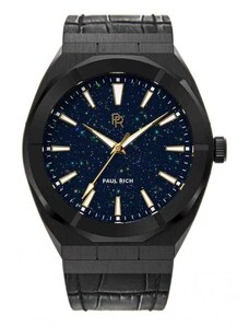 Černé pánske hodinky Paul Rich s páskem z pravé kůže Star Dust - Leather Black 45MM