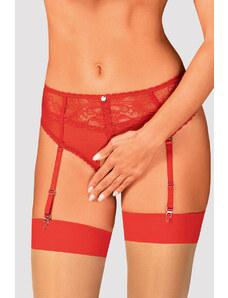 Obsessive Červené crotchless kalhotky s podvazkovým pasem Dagmarie