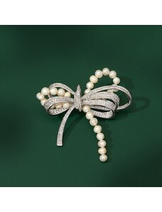 Éternelle Luxusní perlová brož se zirkony Brigitte