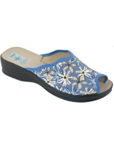 Dámské pantofle přezůvky ADANEX DAISY 27955 sv. modré s květy otevřená špička