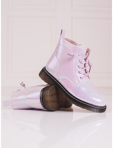 Girl's ankle boots with gloss Shelvt pink