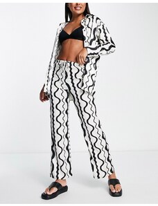 4th & Reckless Neviah satin trousers co-ord in wave print-Multi