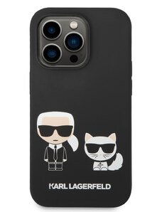 Ochranný kryt pro iPhone 14 Pro - Karl Lagerfeld, Liquid Silicone Karl and Choupette Black