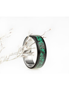 Nordwood Rings Prstýnek Ebony & Malachite & Vulcanic Rock