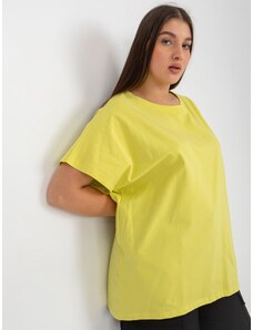 Fashionhunters Lehké limetkové dámské tričko plus size volného střihu