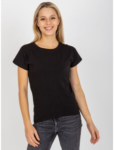 Fashionhunters Černé bavlněné dámské basic tričko