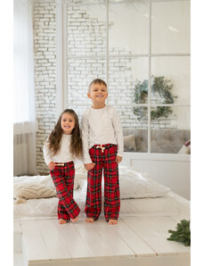 Tedy's LIMITKA #NARUBY - Domácí kalhoty pro celou rodinu "DEJ MI ŠANCI!" Barva: Červená kostka, Velikost: 116/122