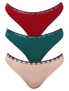 3PACK dámská tanga Tommy Hilfiger vícebarevná (UW0UW03921 0WQ)