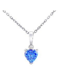 Silvego Stříbrný náhrdelník srdce Aris se světle modrým Brilliance Zirconia PRGPHP0001NLB