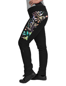 Unuo, Dámské softshellové kalhoty s fleecem pružné Action, Černá, Podzimní bobule